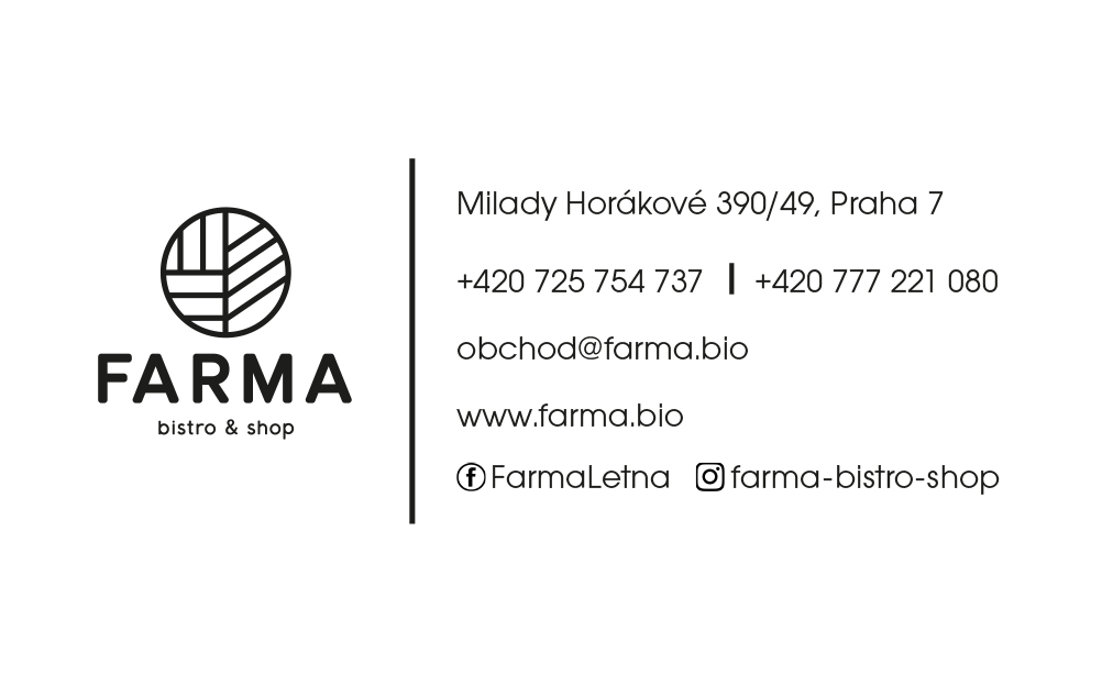 Vizitka Farma — kontaktná strana